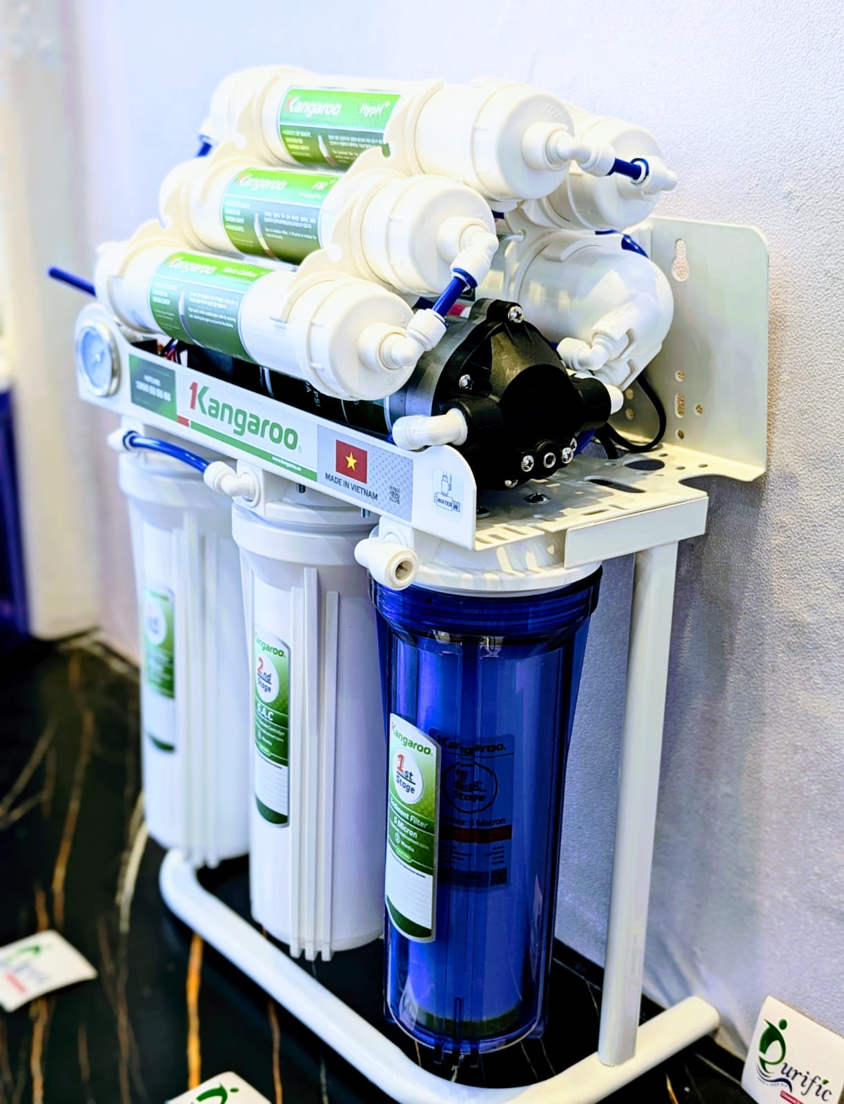 Kangaroo 8 Stage  Reverse Osmosis Water Purification System With Stand And Guage KG2358W8 (White)