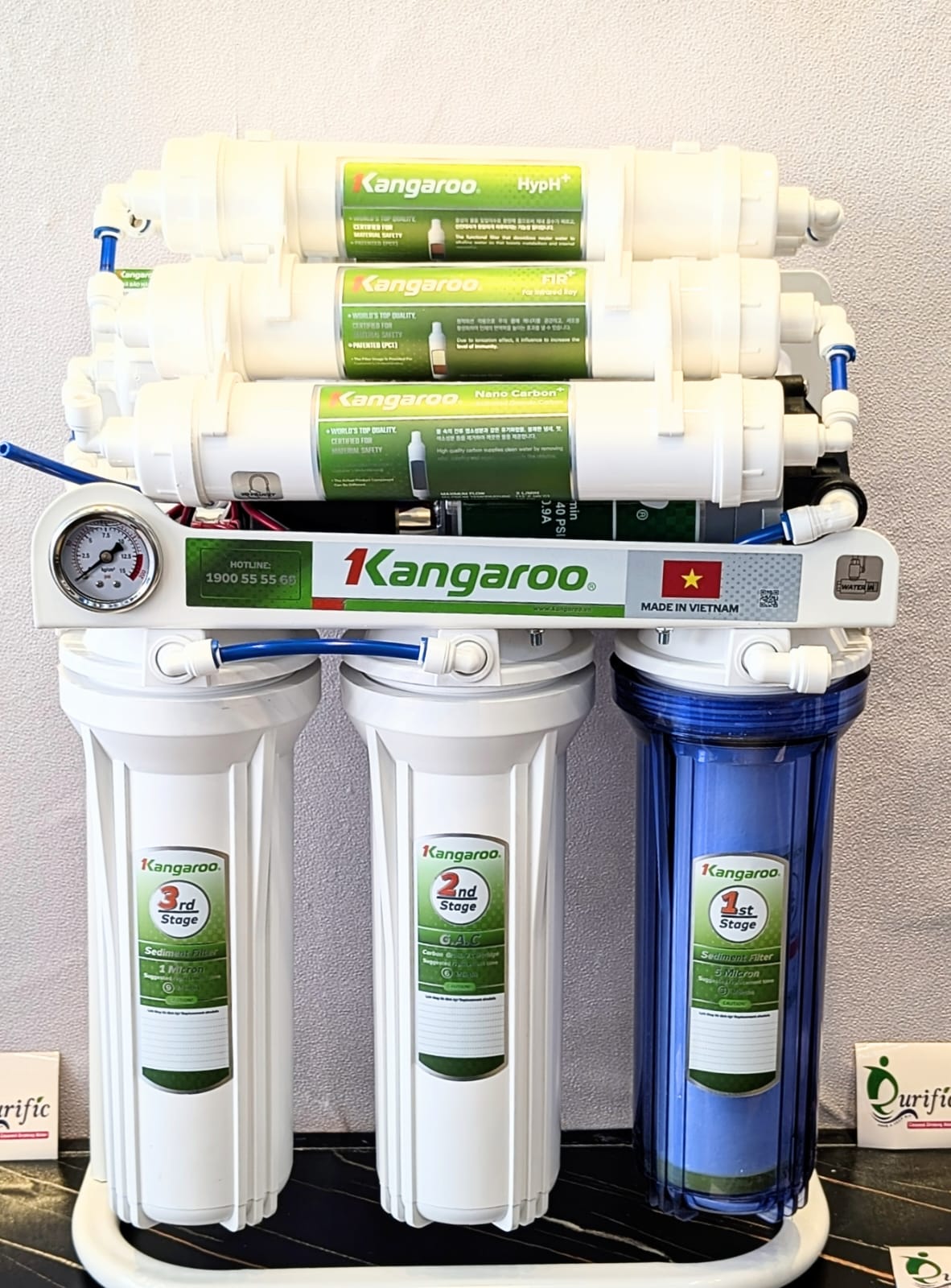 Kangaroo 8 Stage  Reverse Osmosis Water Purification System With Stand And Guage KG2358W8 (White)