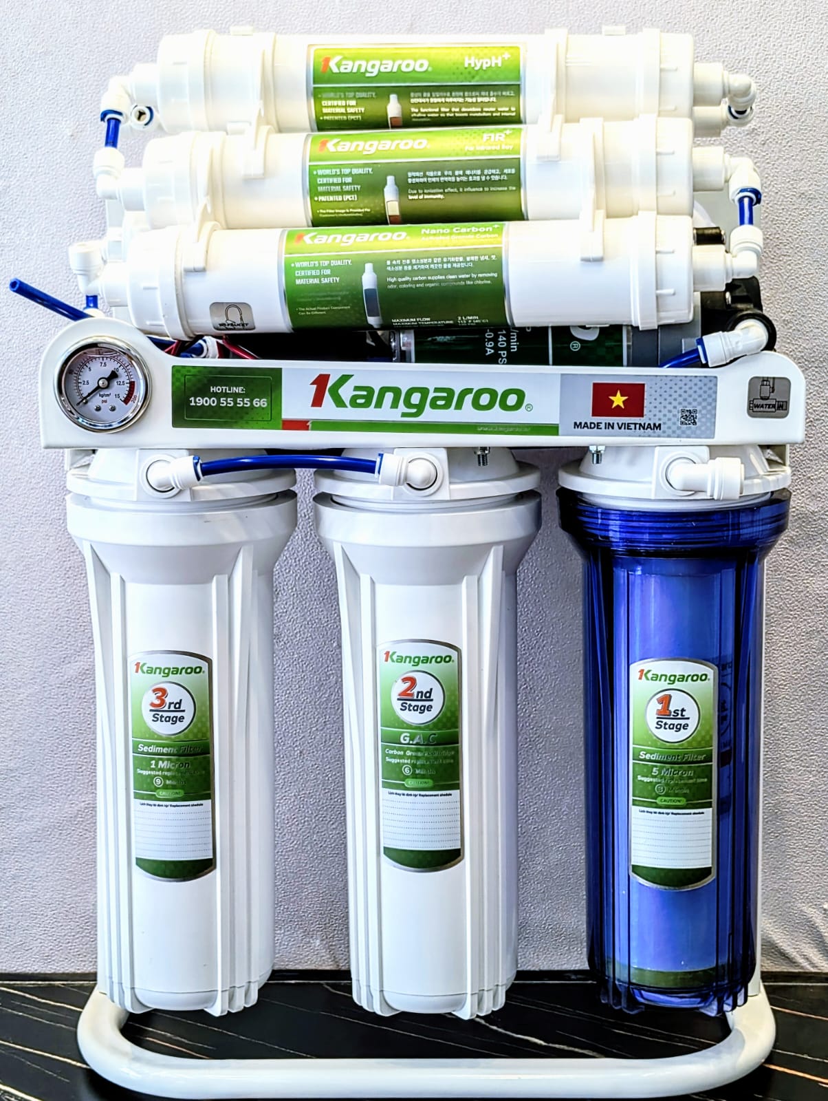 Kangaroo 8 Stage  Reverse Osmosis Water Purification System With Stand And Guage KG2358W8 (White)