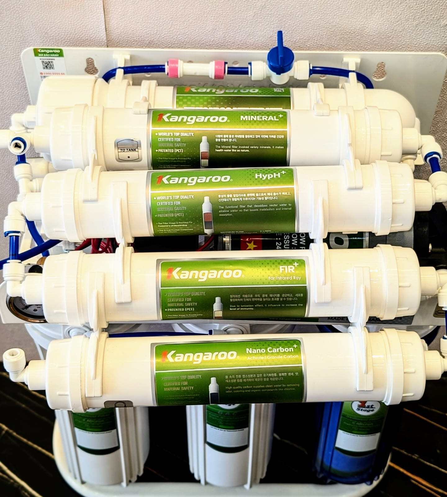 Kangaroo 8 Stage  Reverse Osmosis Water Purification System With Stand And Guage KG2358W8 (White)